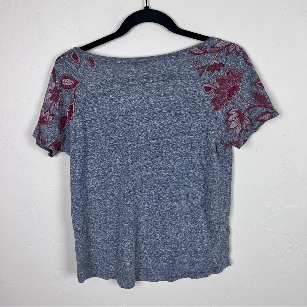 Cape Juby grey floral rounded neck tee shirt pocket tee - Picture 7 of 7
